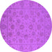 Round Machine Washable Oriental Purple Traditional Area Rugs, wshurb1328pur