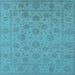 Square Machine Washable Oriental Light Blue Traditional Rug, wshurb1328lblu