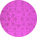 Round Machine Washable Oriental Pink Traditional Rug, wshurb1328pnk