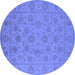 Round Oriental Blue Traditional Rug, urb1328blu