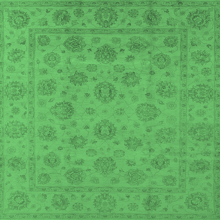 Square Machine Washable Oriental Emerald Green Traditional Area Rugs, wshurb1328emgrn