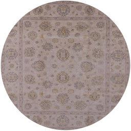 Round Mid-Century Modern Rose Purple Oriental Rug, urb1328