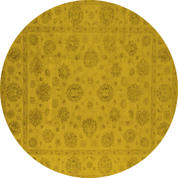 Round Oriental Yellow Traditional Rug, urb1328yw