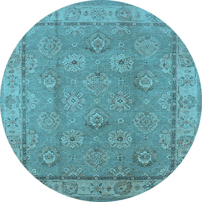 Round Oriental Light Blue Traditional Rug, urb1329lblu