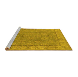 Sideview of Machine Washable Oriental Yellow Traditional Rug, wshurb1329yw
