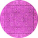 Round Oriental Pink Traditional Rug, urb1329pnk