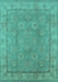 Machine Washable Oriental Turquoise Traditional Area Rugs, wshurb1329turq