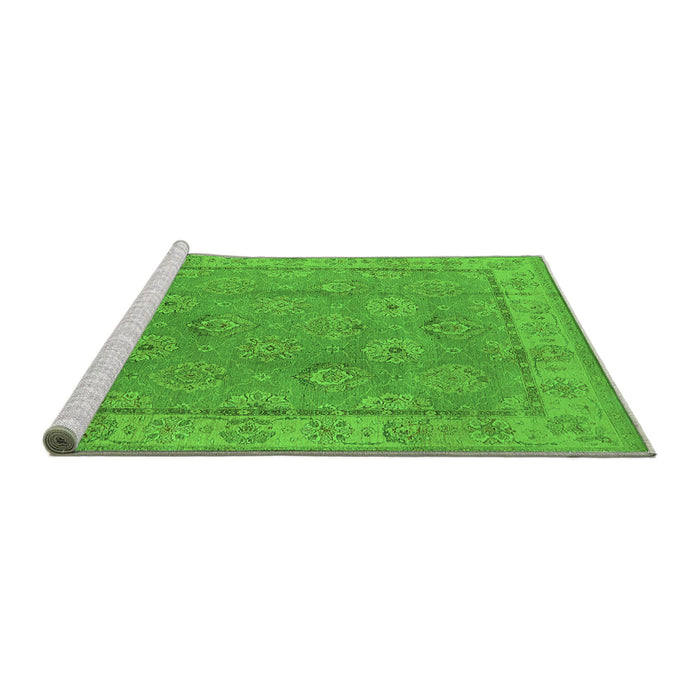 Sideview of Machine Washable Oriental Green Traditional Area Rugs, wshurb1329grn