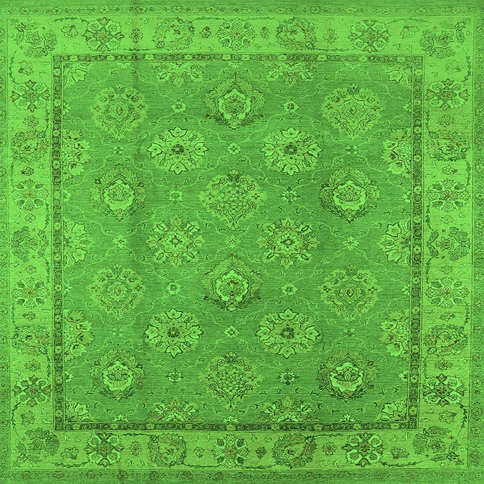 Square Oriental Green Traditional Rug, urb1329grn