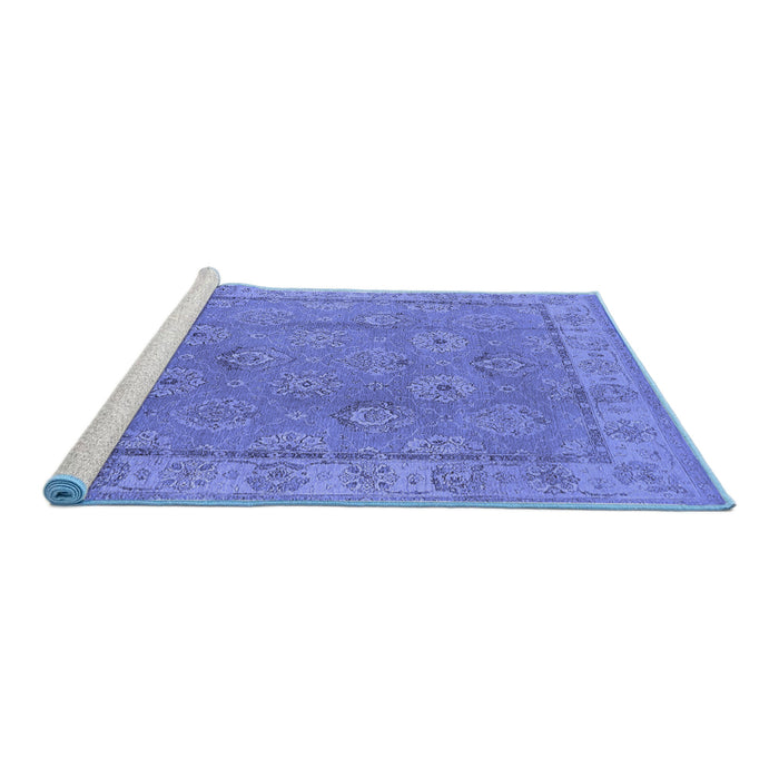 Sideview of Machine Washable Oriental Blue Traditional Rug, wshurb1329blu