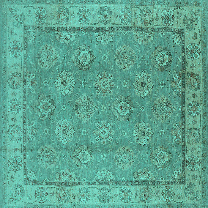 Square Oriental Turquoise Traditional Rug, urb1329turq