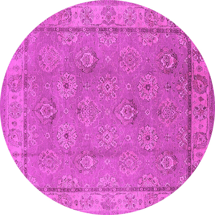 Round Machine Washable Oriental Pink Traditional Rug, wshurb1329pnk