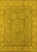 Machine Washable Oriental Yellow Traditional Rug, wshurb1329yw