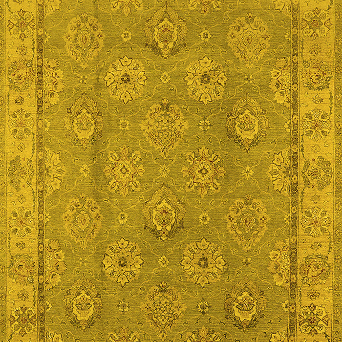 Machine Washable Oriental Yellow Traditional Rug, wshurb1329yw
