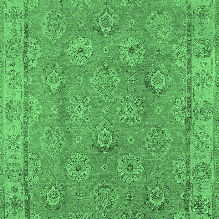 Machine Washable Oriental Emerald Green Traditional Area Rugs, wshurb1329emgrn