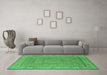 Machine Washable Oriental Emerald Green Traditional Area Rugs in a Living Room,, wshurb1329emgrn