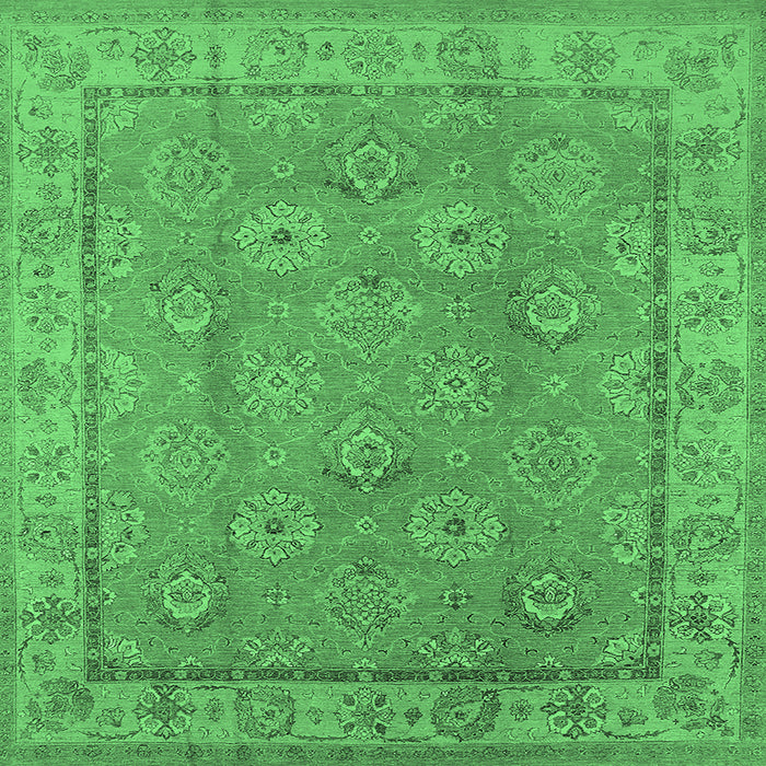 Square Machine Washable Oriental Emerald Green Traditional Area Rugs, wshurb1329emgrn