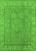 Machine Washable Oriental Green Traditional Area Rugs, wshurb1329grn