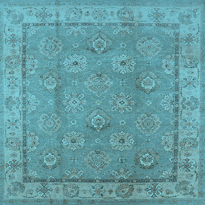 Square Machine Washable Oriental Light Blue Traditional Rug, wshurb1329lblu
