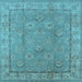 Square Machine Washable Oriental Light Blue Traditional Rug, wshurb1329lblu