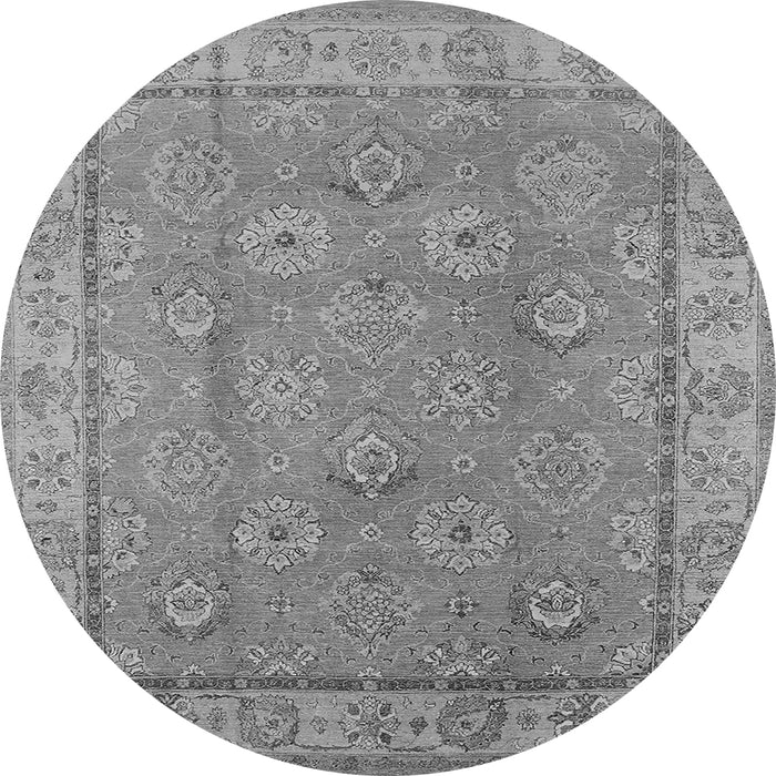 Round Oriental Gray Traditional Rug, urb1329gry