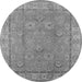 Round Machine Washable Oriental Gray Traditional Rug, wshurb1329gry