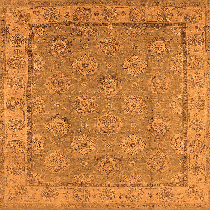 Square Machine Washable Oriental Orange Traditional Area Rugs, wshurb1329org