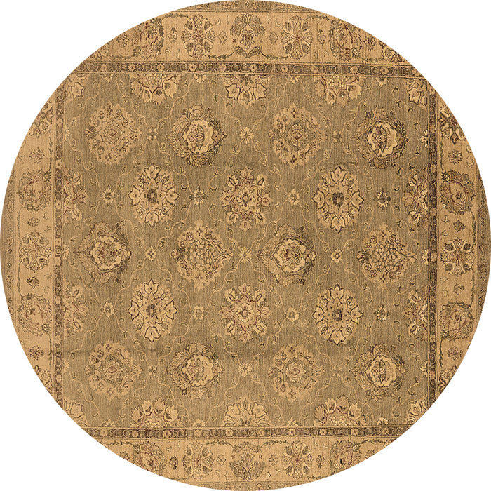 Round Oriental Brown Traditional Rug, urb1329brn