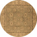 Round Oriental Brown Traditional Rug, urb1329brn