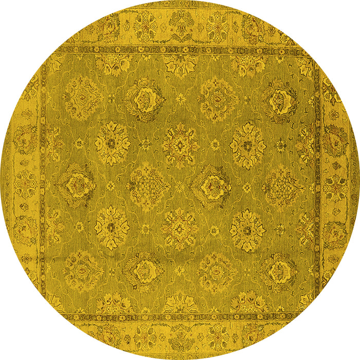 Round Oriental Yellow Traditional Rug, urb1329yw