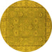Round Oriental Yellow Traditional Rug, urb1329yw