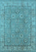 Machine Washable Oriental Light Blue Traditional Rug, wshurb1329lblu