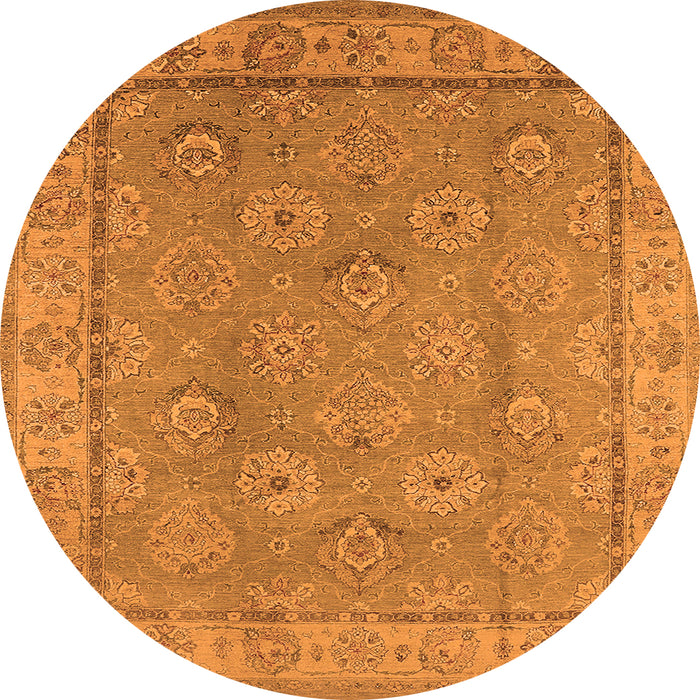 Round Oriental Orange Traditional Rug, urb1329org