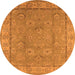 Round Oriental Orange Traditional Rug, urb1329org