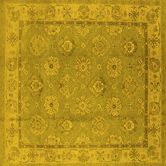 Square Machine Washable Oriental Yellow Traditional Rug, wshurb1329yw