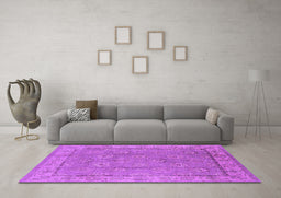 Machine Washable Oriental Purple Traditional Area Rugs in a Living Room, wshurb1329pur