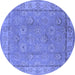 Round Oriental Blue Traditional Rug, urb1329blu