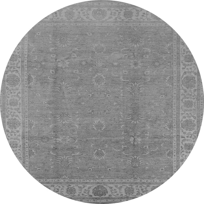 Round Machine Washable Oriental Gray Traditional Rug, wshurb1330gry