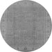 Round Machine Washable Oriental Gray Traditional Rug, wshurb1330gry