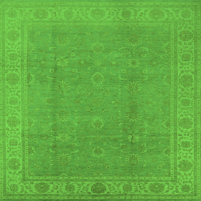 Square Machine Washable Oriental Green Traditional Area Rugs, wshurb1330grn