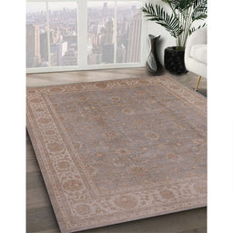 Mid-Century Modern Dark Almond Brown Oriental Rug in Family Room, urb1330