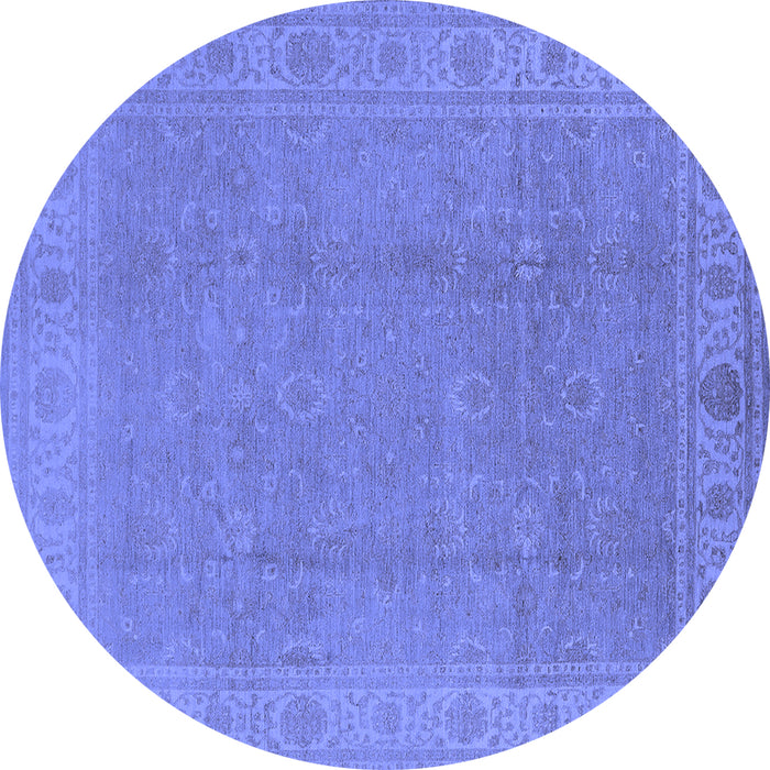 Round Oriental Blue Traditional Rug, urb1330blu