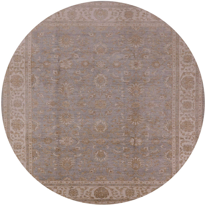 Round Mid-Century Modern Dark Almond Brown Oriental Rug, urb1330