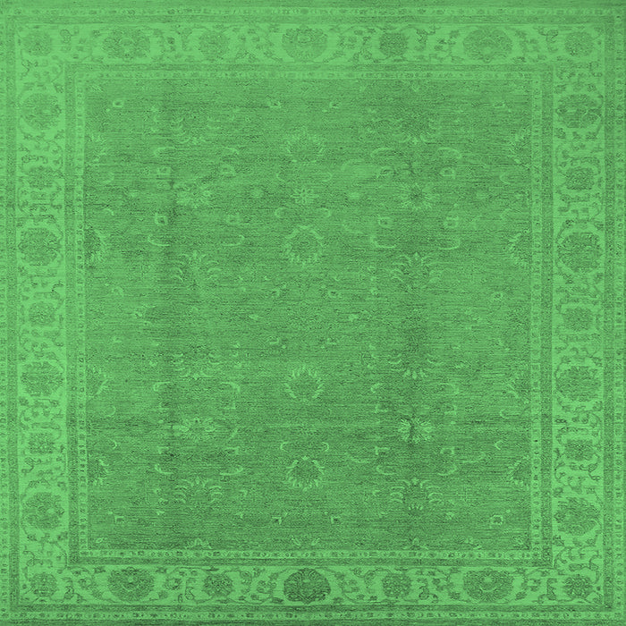 Serging Thickness of Oriental Emerald Green Traditional Rug, urb1330emgrn