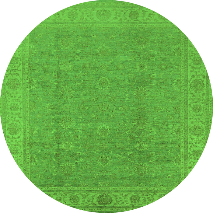 Round Oriental Green Traditional Rug, urb1330grn