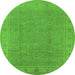 Round Oriental Green Traditional Rug, urb1330grn