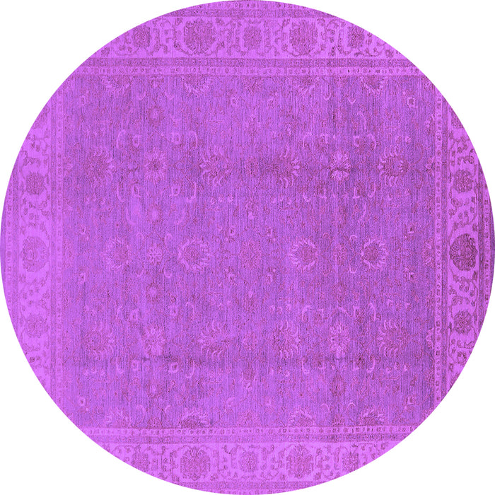 Round Oriental Purple Traditional Rug, urb1330pur