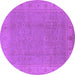 Round Oriental Purple Traditional Rug, urb1330pur