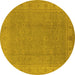 Round Oriental Yellow Traditional Rug, urb1330yw
