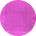 Round Oriental Pink Traditional Rug, urb1330pnk